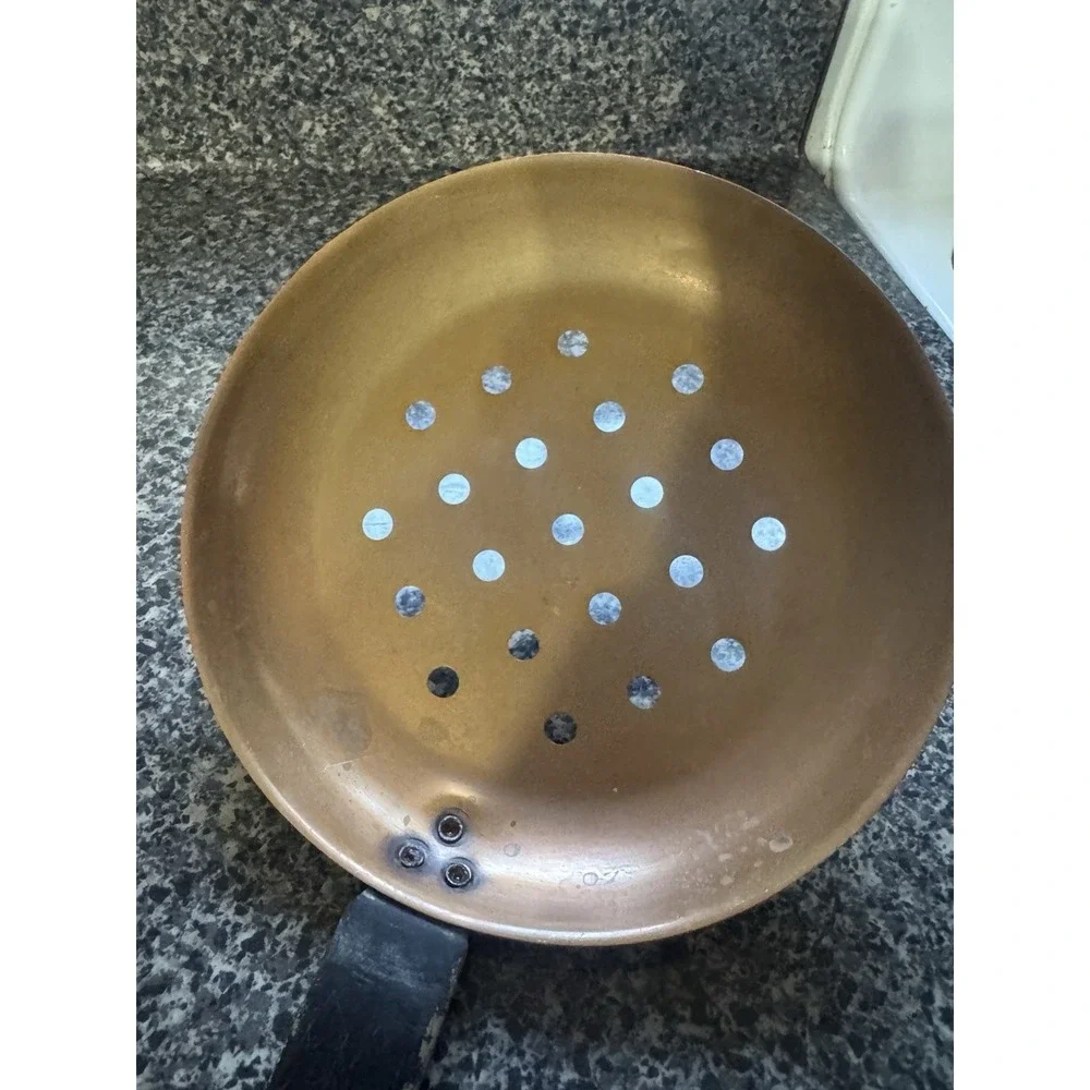 Hammered Copper Wrought Iron Ladle Strainer Skimmer Spoon - 17